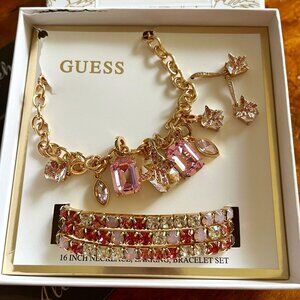 Gorgeous New Guess Jewelry Charm Set NEW In Box 16" necklace